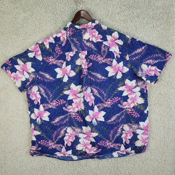 Oak Hill Shirt Mens Size 3XLT Big Tall Blue Pink Hawaiian Floral Hibiscus Button - Picture 3 of 10